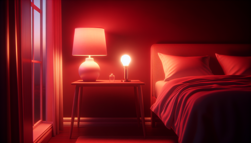 luz roja suave en un dormitorio acogedor